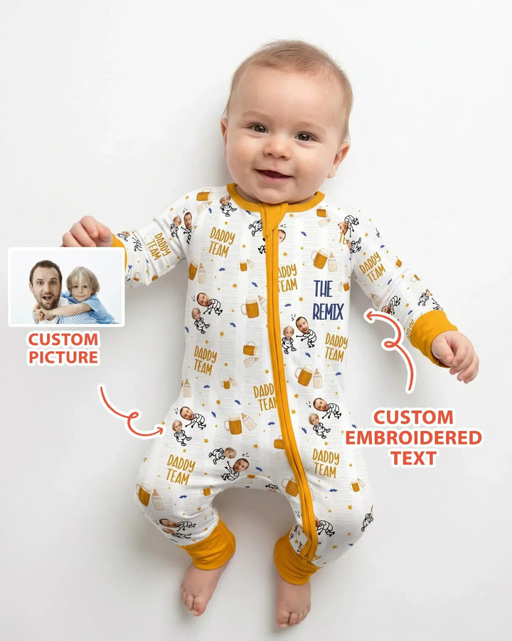 Personalized Embroidered Dad And Me Picture Bamboo Convertible Zippy