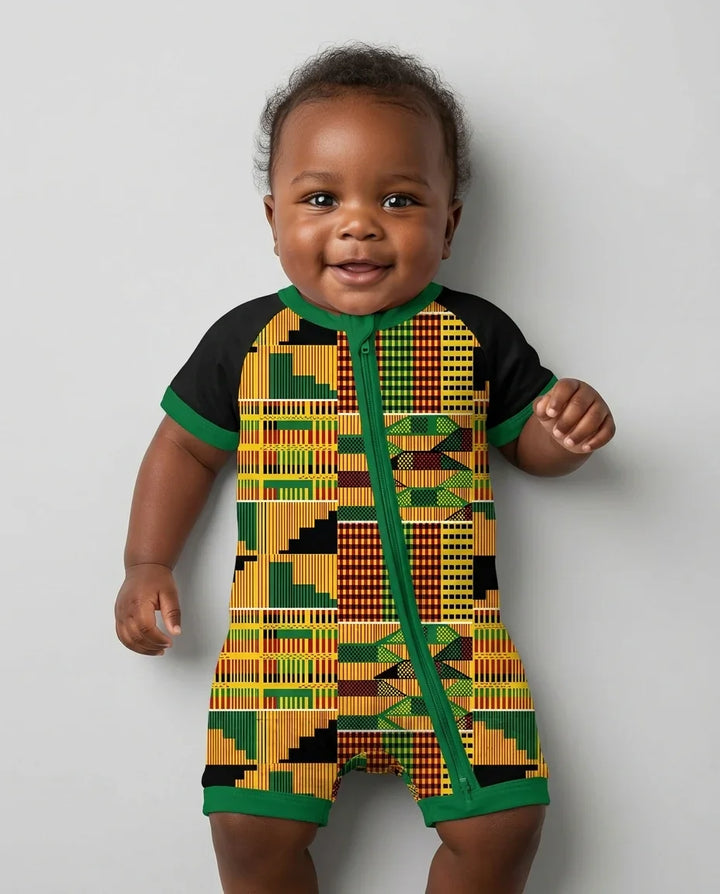 Pijamas cortos Kente Vibes de bambú a juego para toda la familia