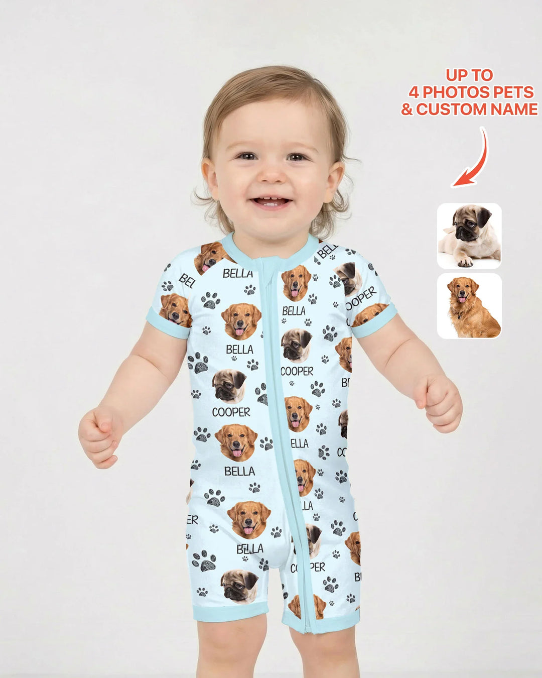 Custom Photo With Paw For Dog Lovers Bamboo Shorty Zippy