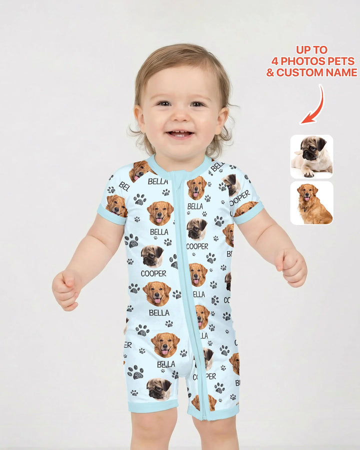 Custom Photo With Paw For Dog Lovers Bamboo Shorty Zippy