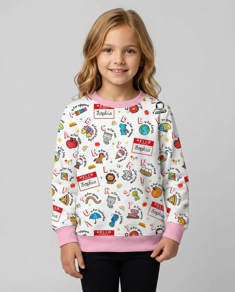 Custom Name Hello School ABCs Bamboo Crewneck Sweatshirt