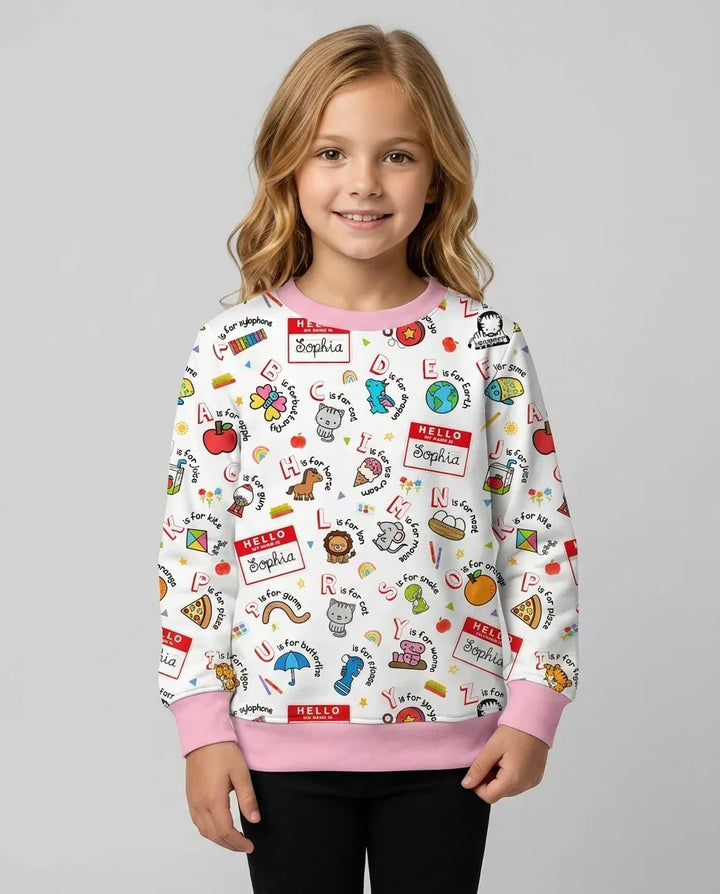 Custom Name Hello School ABCs Bamboo Crewneck Sweatshirt