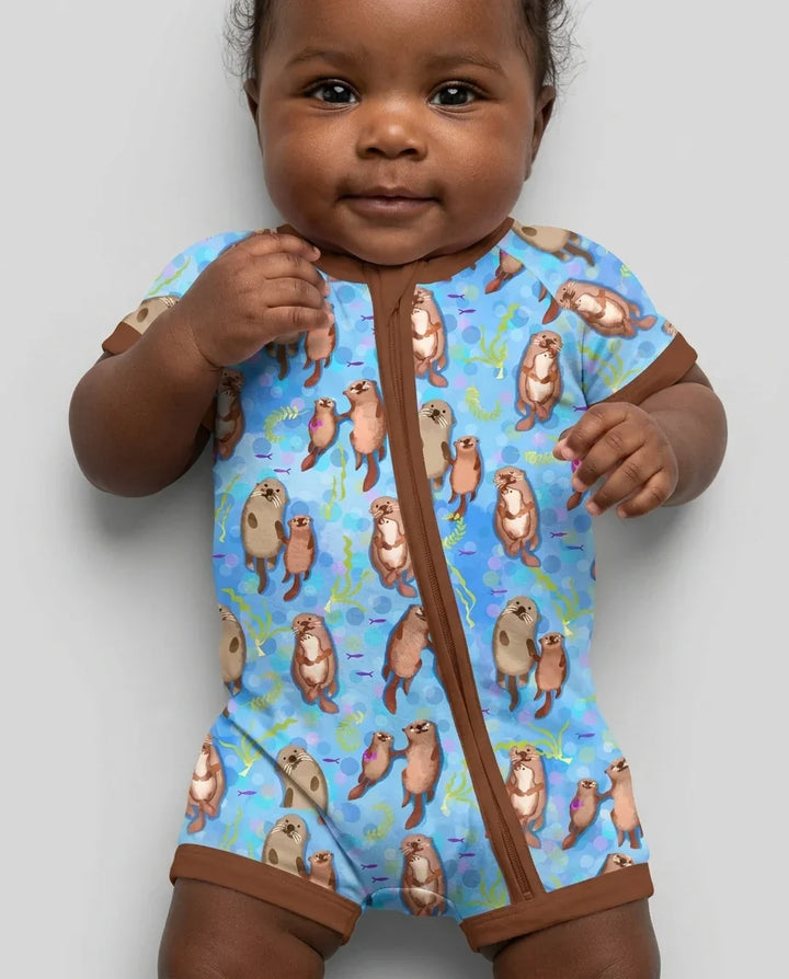 Pijama de bambú Otterly Together con cremallera corta