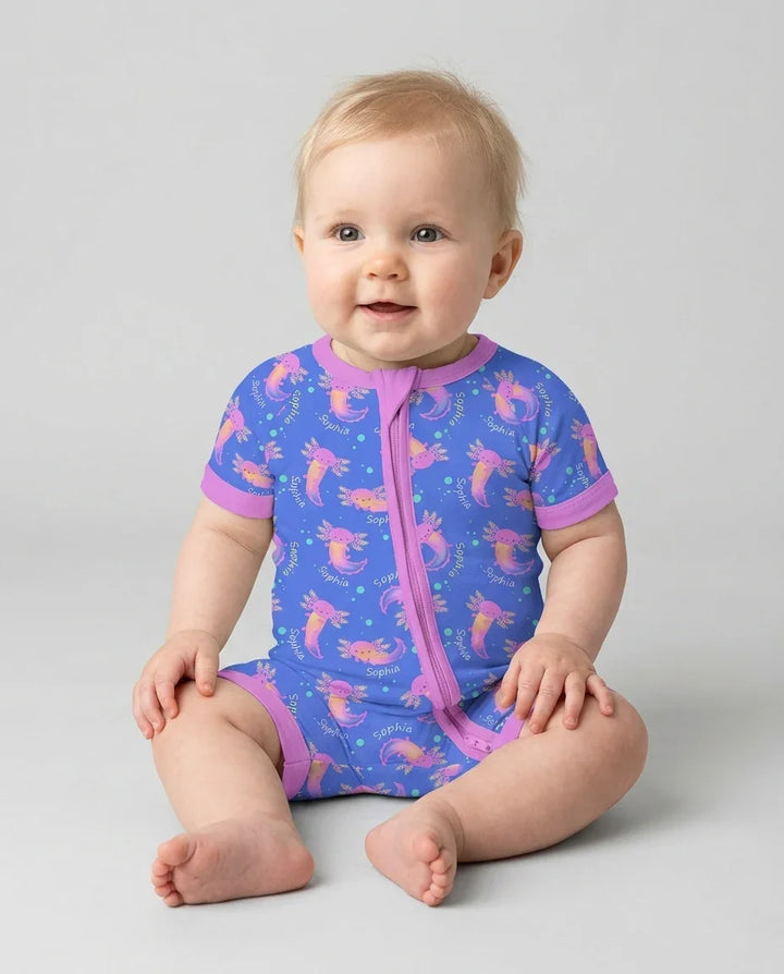Axolote Brillante Nombre Personalizado Bambú Shorty Zippy