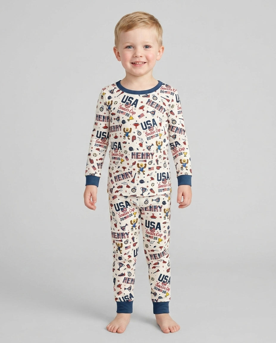 Conjunto de pijama de dos piezas de bambú con mangas largas, plantilla PERSONALIZADA