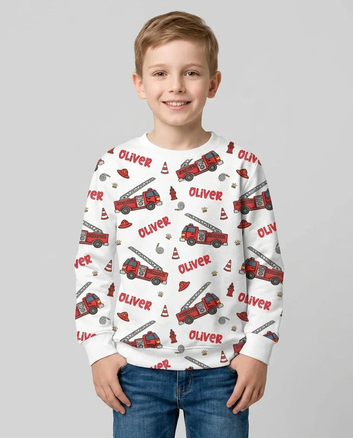 Personalisiertes Name Zukunft Feuerwehrleute Bambus Rundhals-Sweatshirt