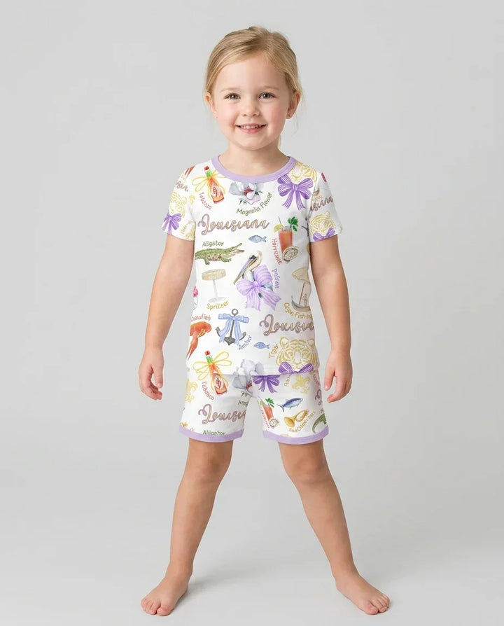 Template Zweiteiliges Pyjama-Set mit kurzen Ärmeln und Shorts