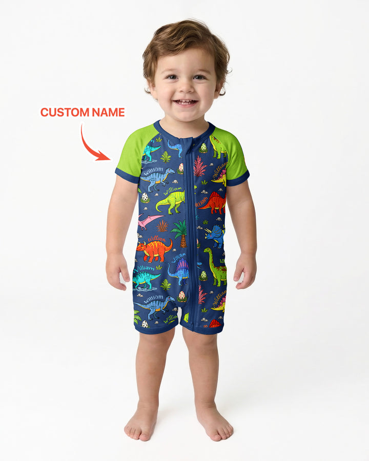 Dino Field Guide Custom Name Bamboo Shorty Zippy