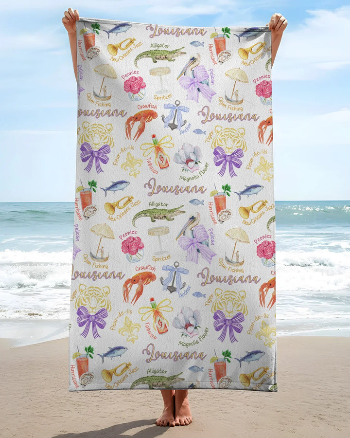 Louisiana Preppy Summer Bamboo Beach Towel