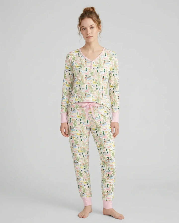 Whimsical Mallard Duck Custom Bamboo Women Pajama Set