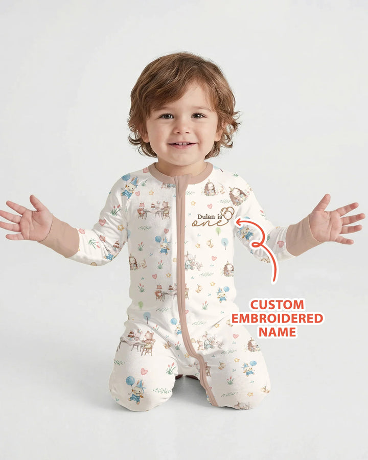 Custom Embroidered Name Birthday Baby Bamboo Convertible Zippy