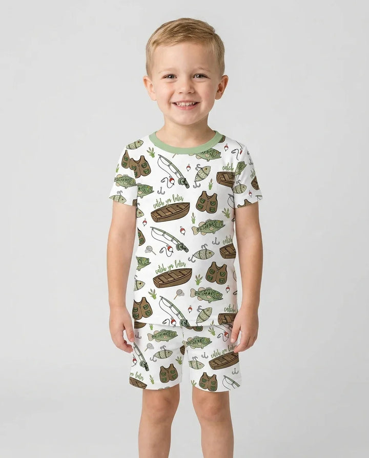 Catch Ya Later Bamboo Two Piece Short Sleeve Shorts Pajama Set
