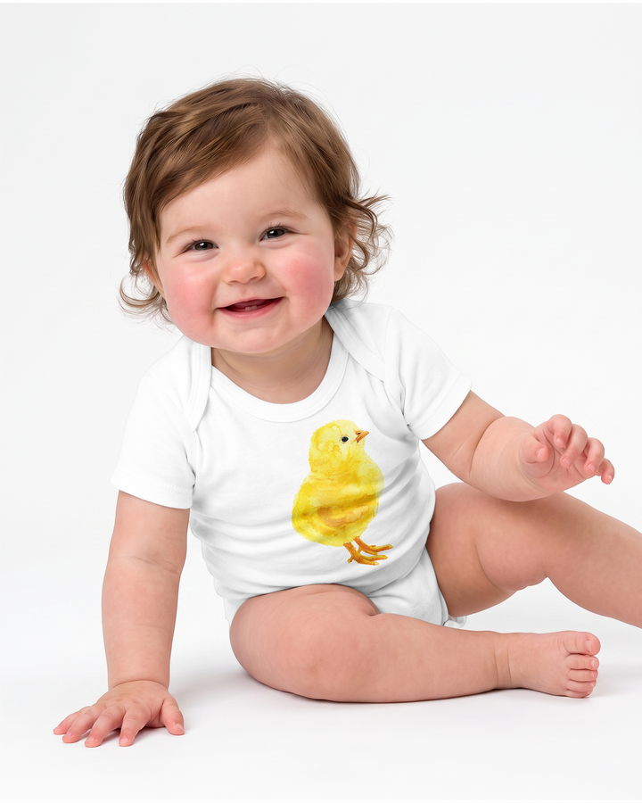 Water Color Baby Chicken Bamboo Bodysuit