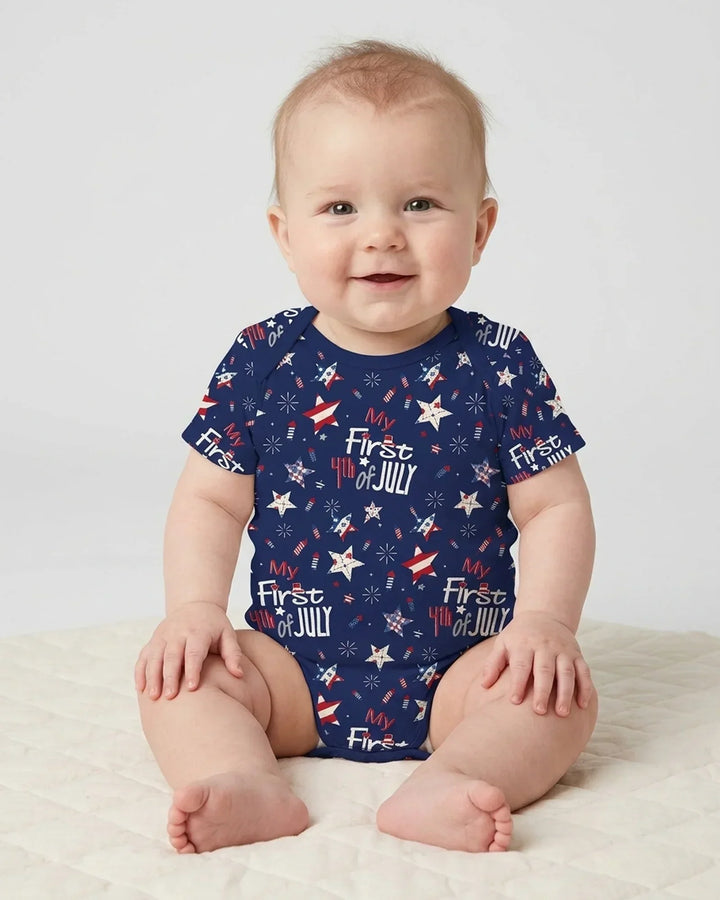 My First 4th of July Star Striped Bamboo Bodysuit