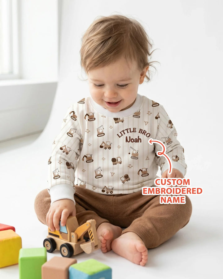 Custom Embroidered Name Constructor Little Bro Bamboo Crewneck Sweatshirt