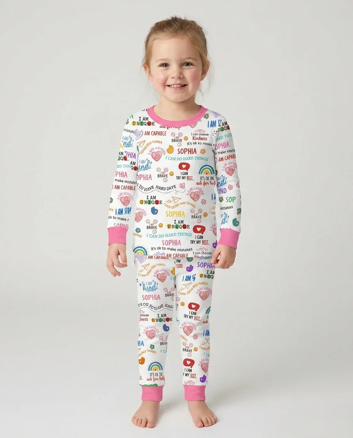 Daily Affirmations Matching Mommy & Baby Bamboo Two Piece Long Sleeve Pajama Set