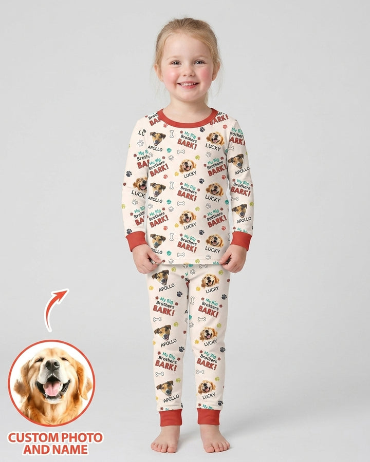 Raised With Paws - Custom Pet Photo And Name Bamboo Two Piece Long Sleeve Pajama Set