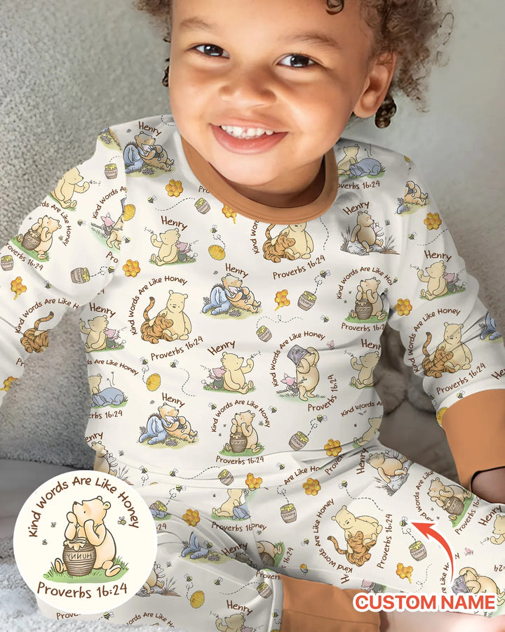 Kind Words Are Like Honey Custom Name Bamboo Two Piece Long Sleeve Pajama Set