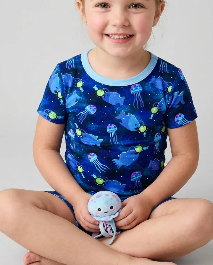 Happy Glow Fish Bamboo Two Piece Short Sleeve Shorts Pajama Set