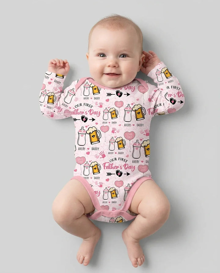 Custom Name First Father's Day Drink Bamboo Bodysuit