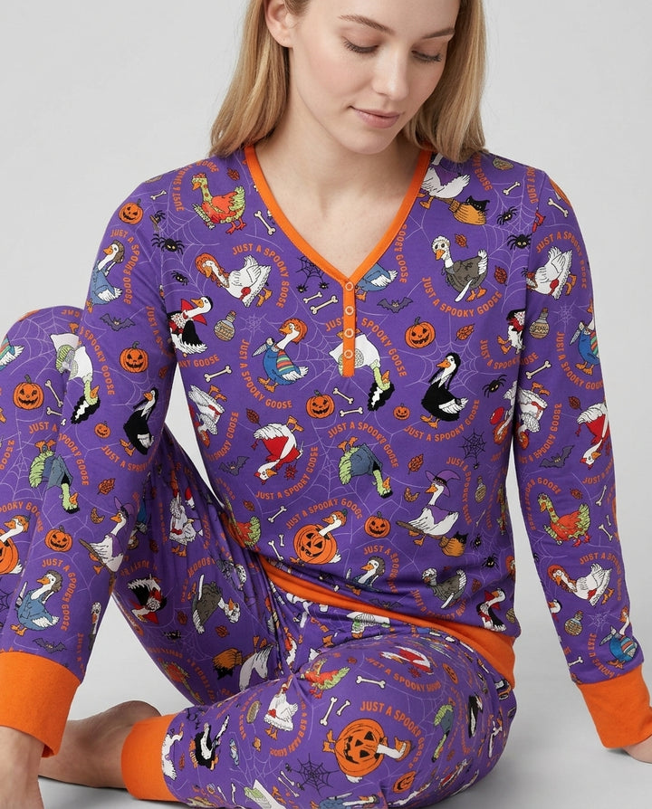 Just A Spooky Goose Family Matching Bamboo Women Pajama Set