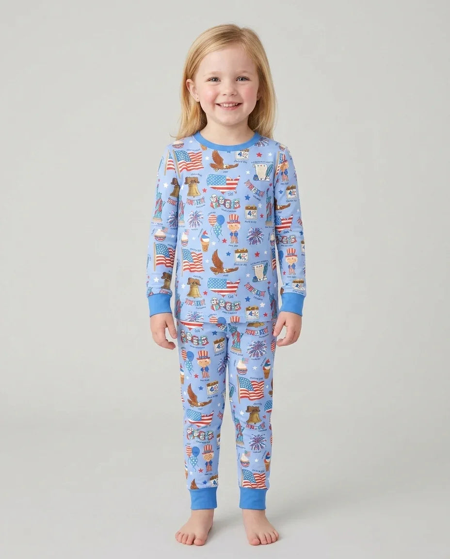 Zweiteiliges Langarm-Pyjama-Set mit Sommerfrüchten