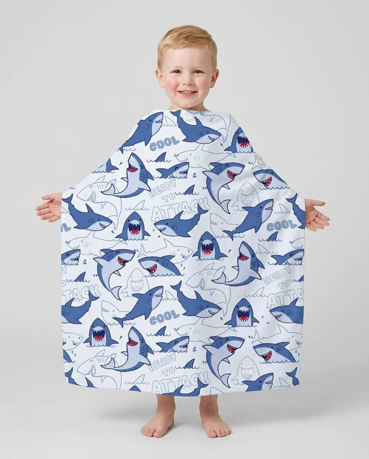 Big Sharks Attack Bamboo Beach Towel
