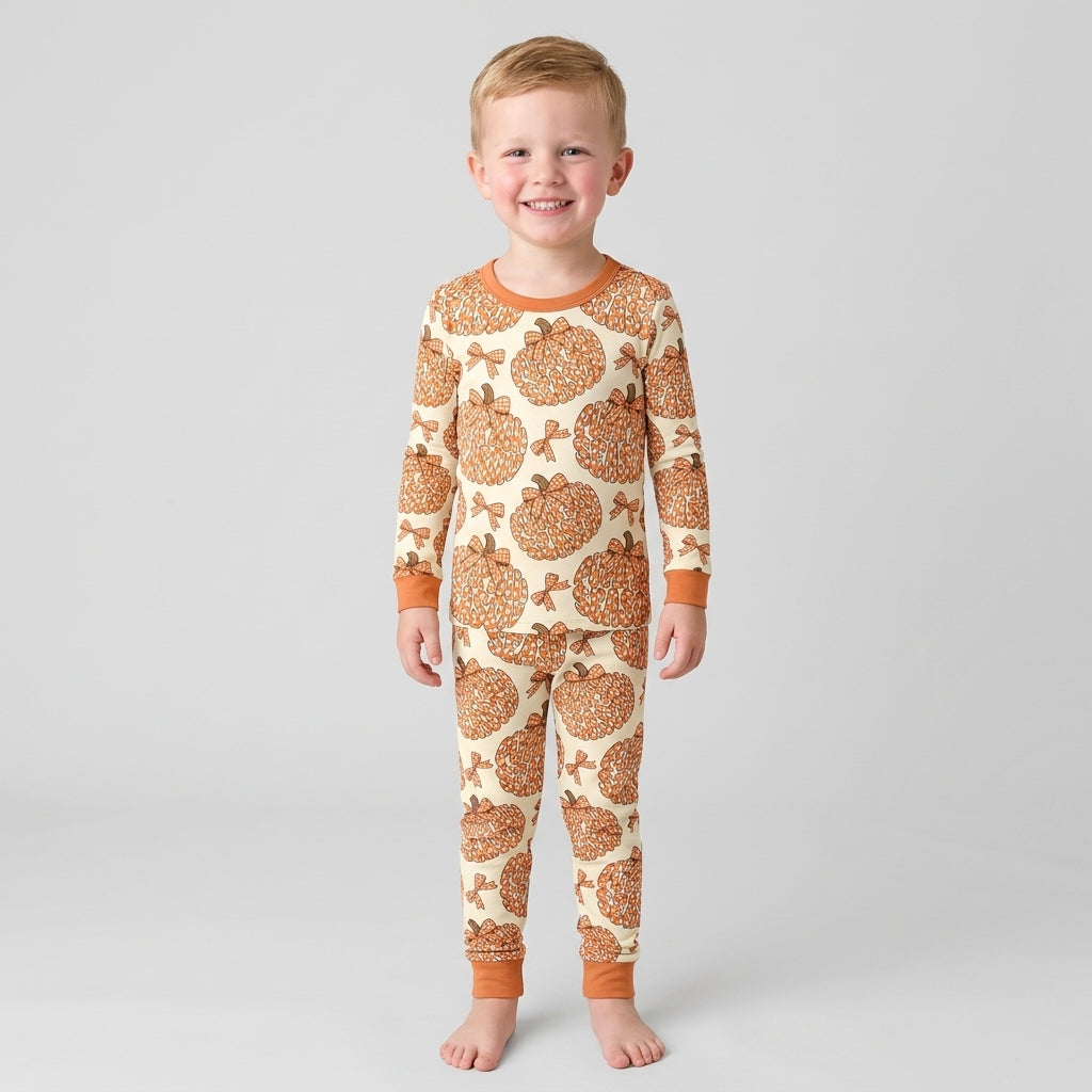 Pumpkin Season Bamboo Two Piece Long Sleeve Pajama Set