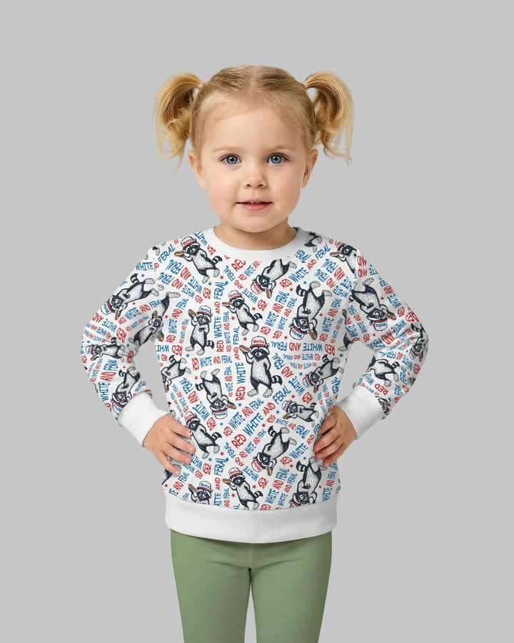 Red White and Feral Bamboo Crewneck Sweatshirt