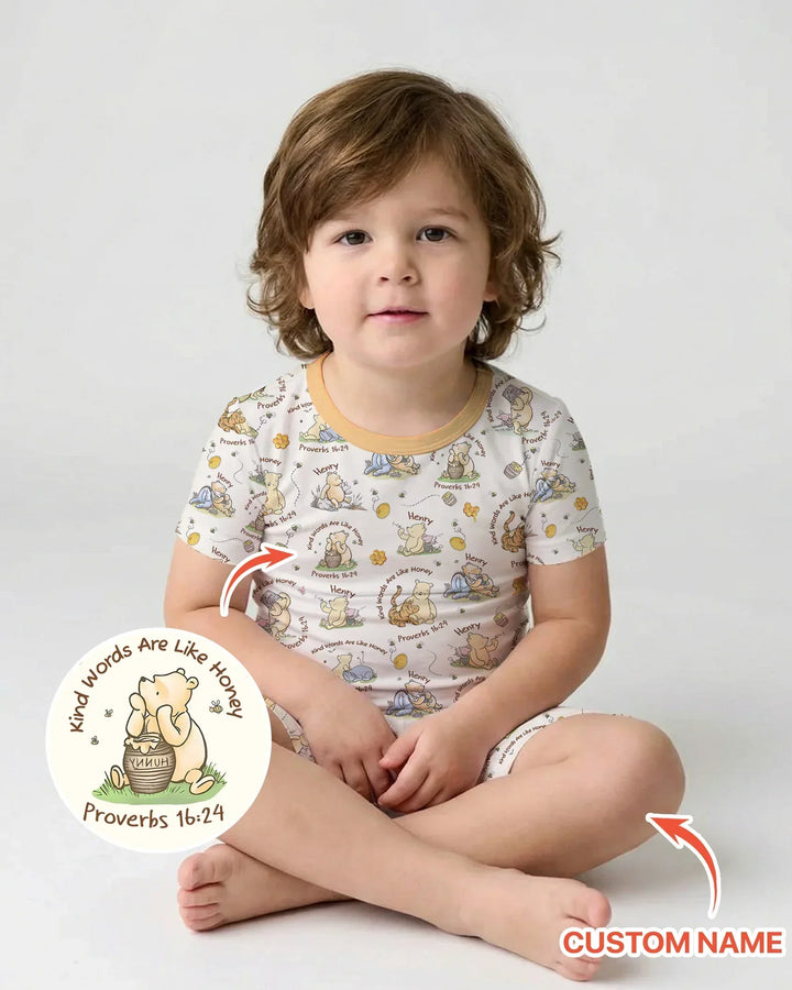 Kind Words Are Like Honey Custom Name Bamboo Two Piece Short Sleeve Shorts Pajama