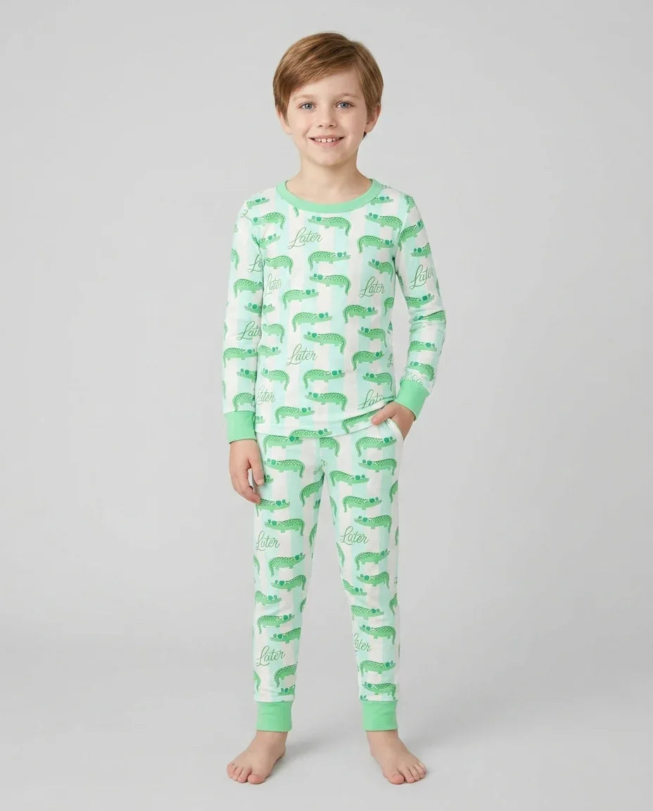 Later Gator Bamboo Two Piece Long Sleeve Pajama Set