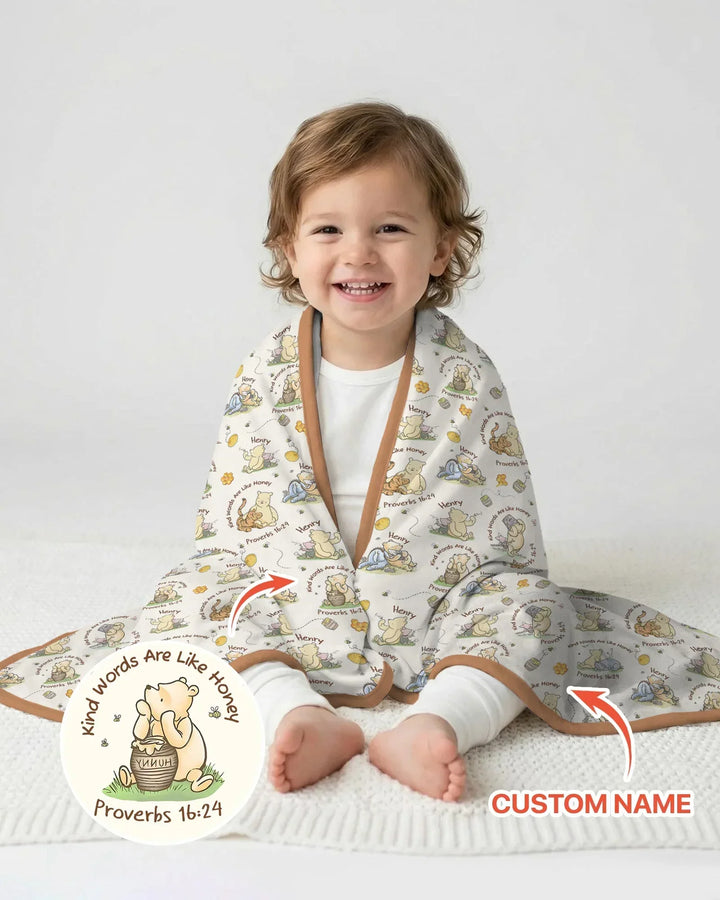 Kind Words Are Like Honey Custom Name Bamboo Blanket