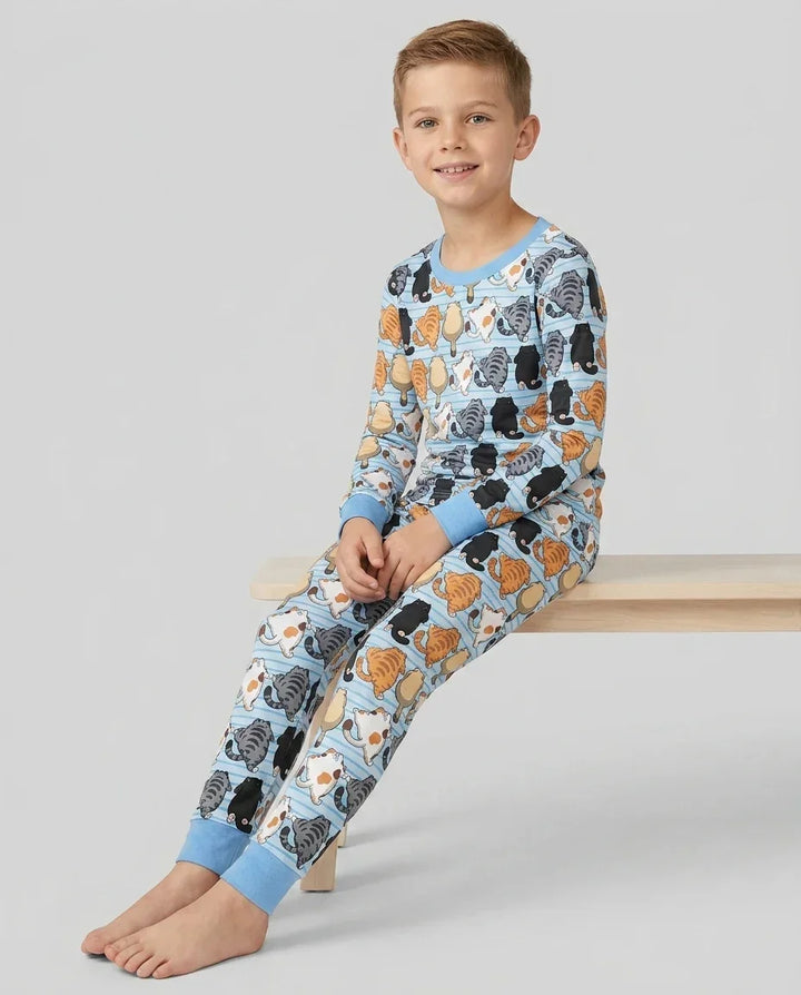 Funny Cat Butts Club Family Matching Bamboo Two Piece Long Sleeve Pajama Set