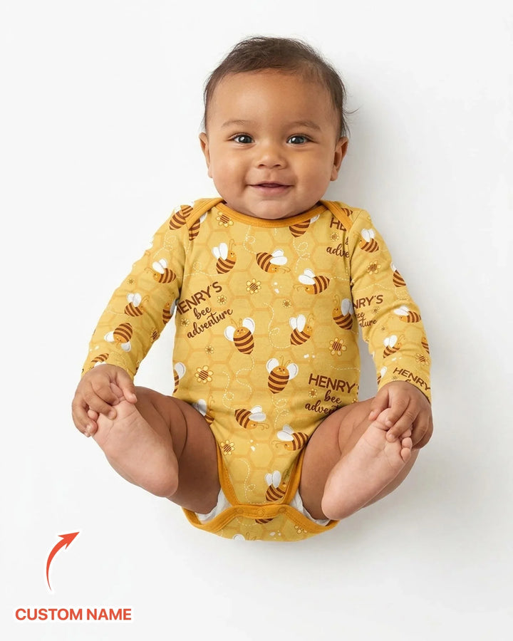 Custom Name Bee Back To School Bamboo Bodysuit