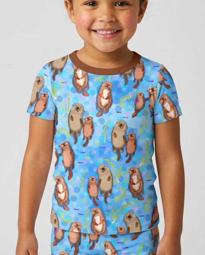 Pijama de dos piezas de bambú Otterly Together de manga corta y pantalón corto