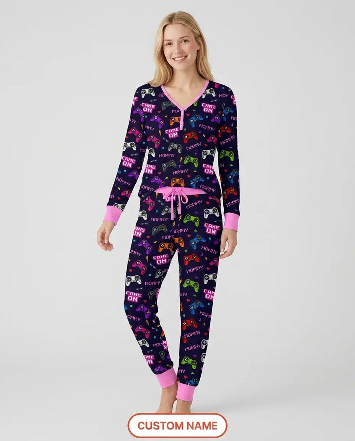 Custom Name Game On Family Matching Bamboo Women Pajama Set