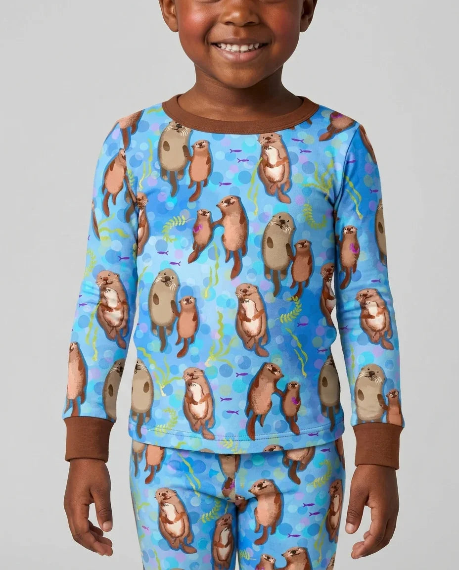 Conjunto de pijama de dos piezas de bambú con mangas largas Otterly Together