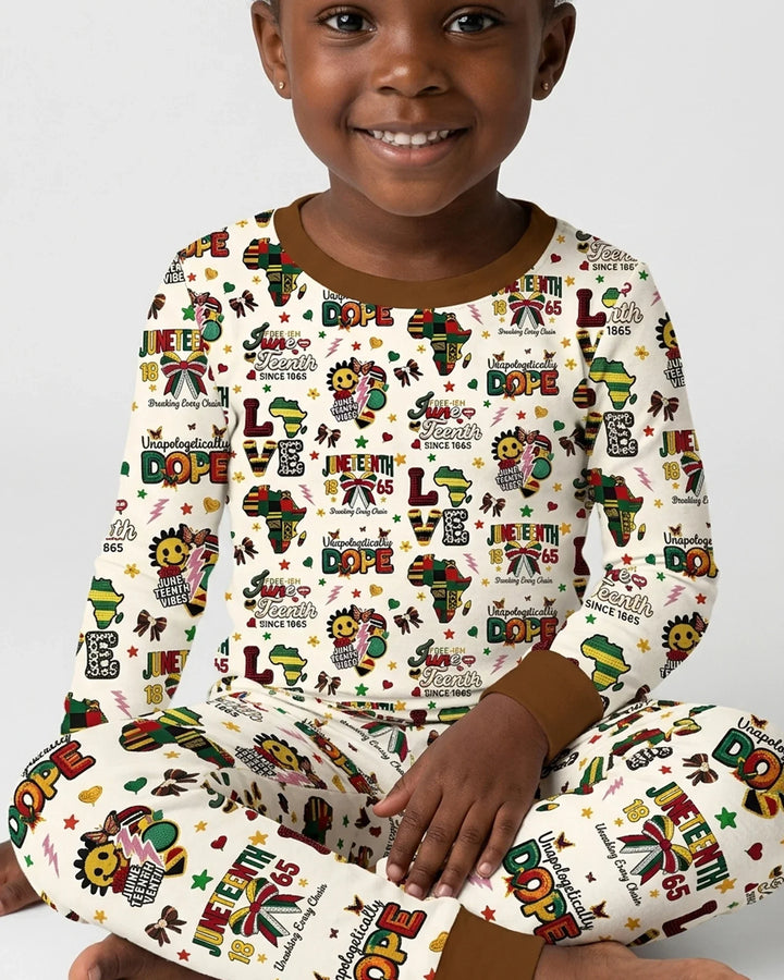 Juneteenth Breaking Every Chain Bamboo Two Piece Long Sleeve Pajama Set