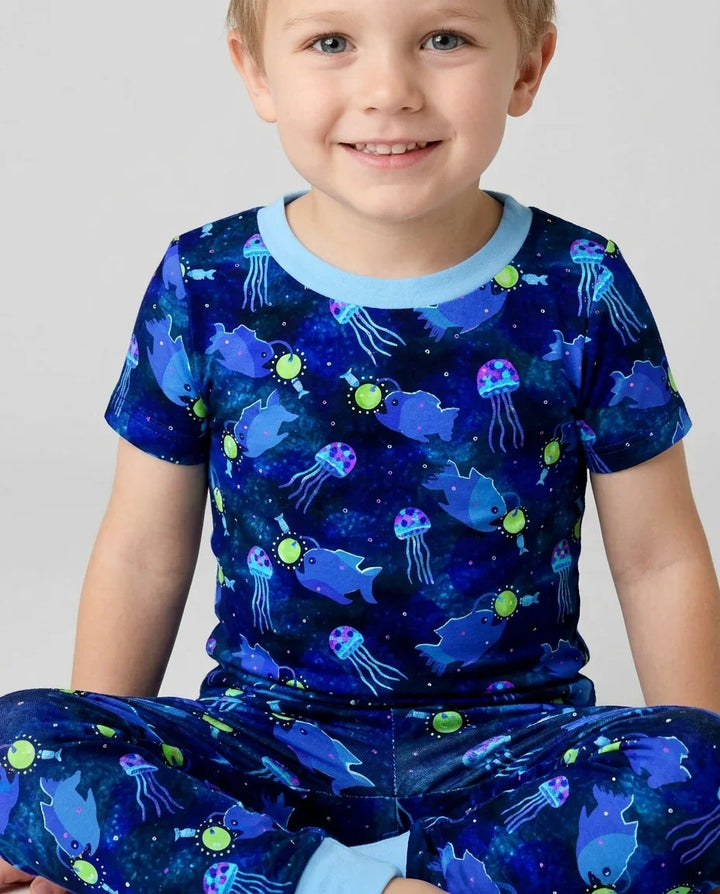Happy Glow Fish Bamboo Two Piece Short Sleeve Pajama Set
