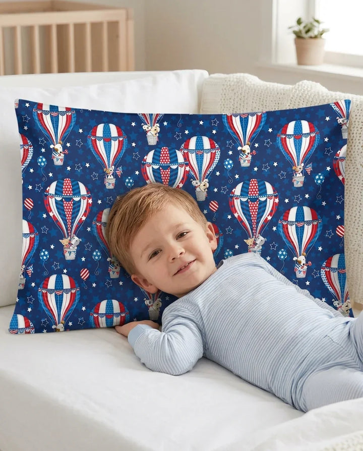 Patriotic Pups in Hot Air Balloons Family Matching Bamboo Pillow Case