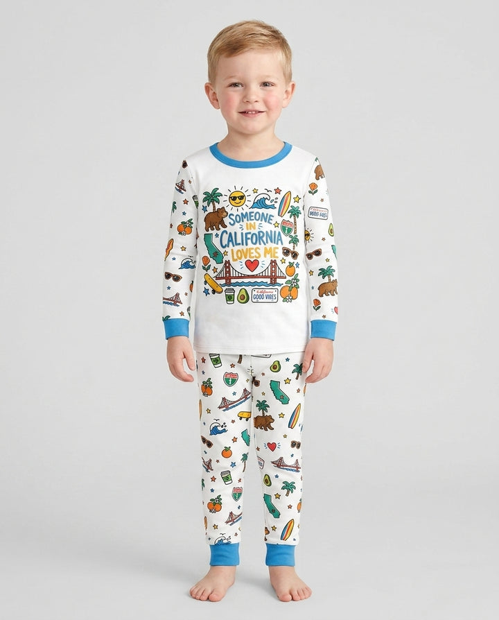 Someone in California Loves Me Bamboo Two Piece Long Sleeve Pajama Set (A)