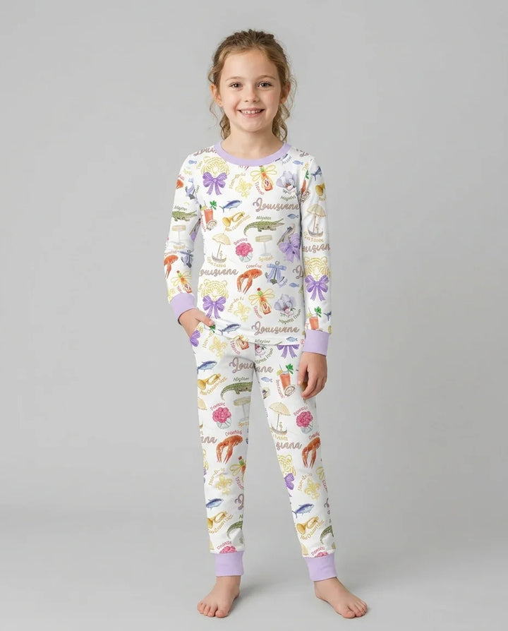 Zweiteiliges Langarm-Pyjama-Set mit Sommerfrüchten