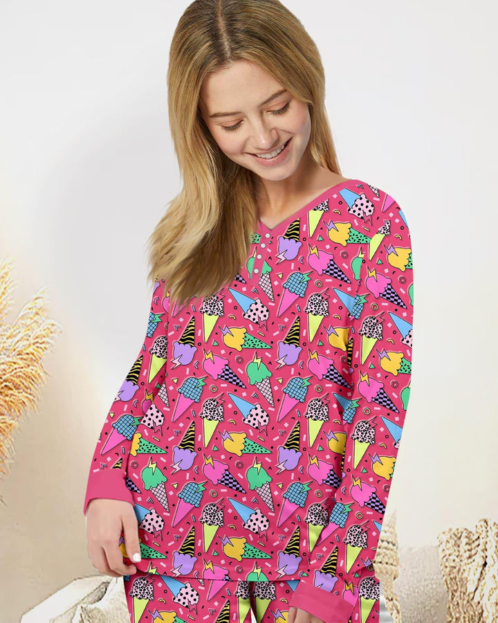 Summer Retro Ice Creams Family Matching Bamboo Women Pajama Set