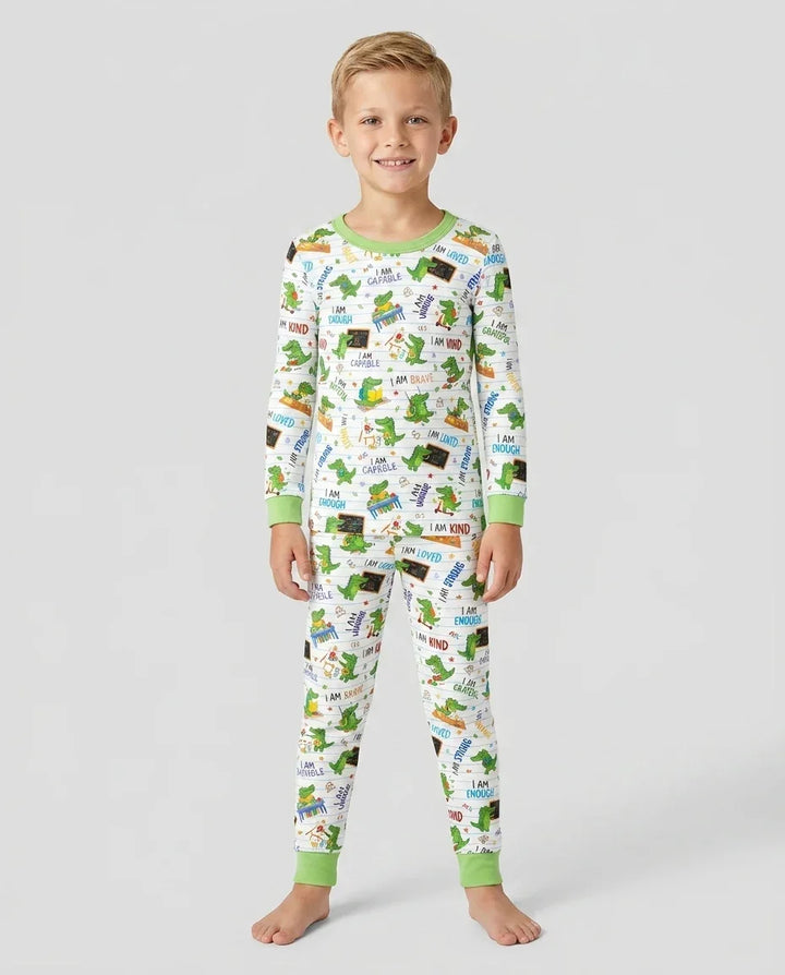Zweiteiliges Langarm-Pyjama-Set mit Sommerfrüchten