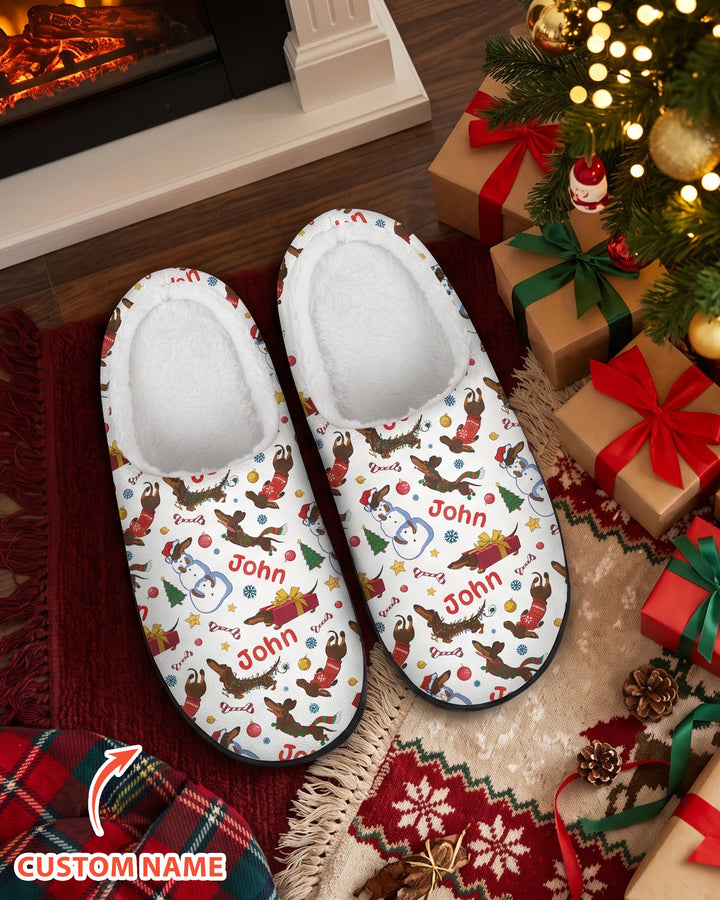 Candy Christmas Dog Flat Scuff Slipper