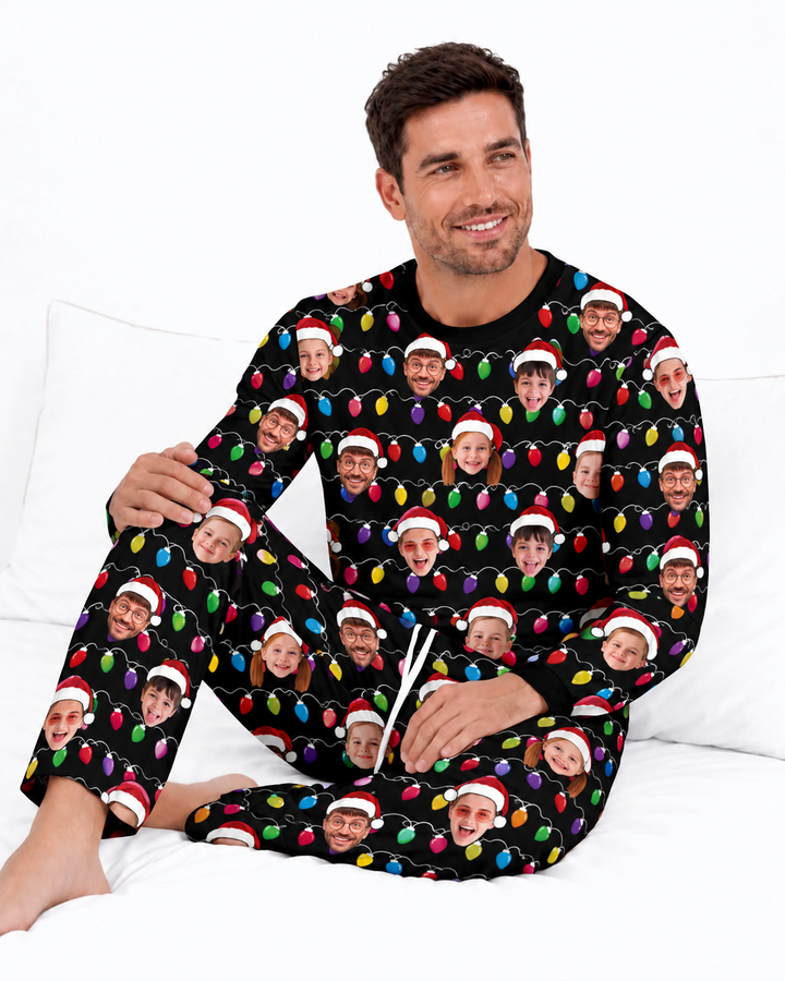 Custom Face Christmas Family Silly Xmas Leds Bamboo Men's Pajama Set