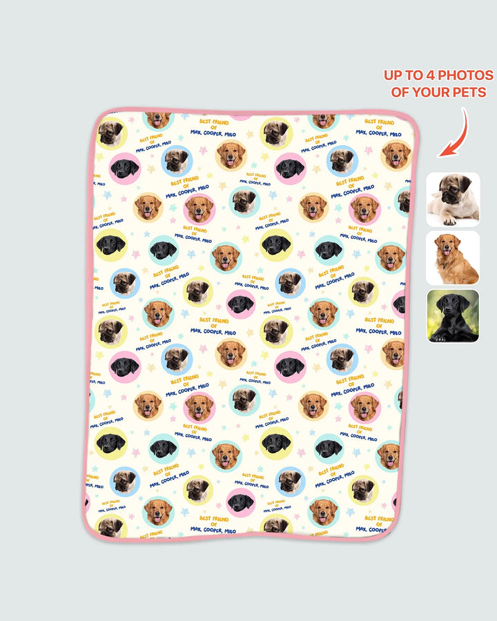 Manta de bambú personalizada con nombre y fotos de mascota para mejor amigo/a