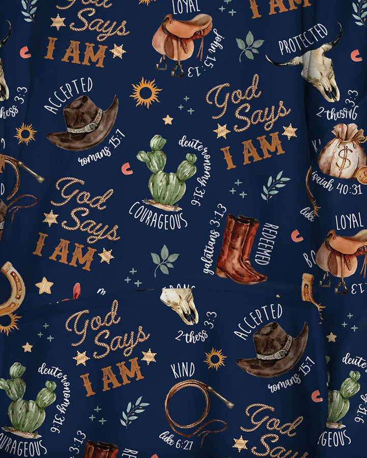God Says I Am Western Faith Wearable Bamboo Blanket Hoodie