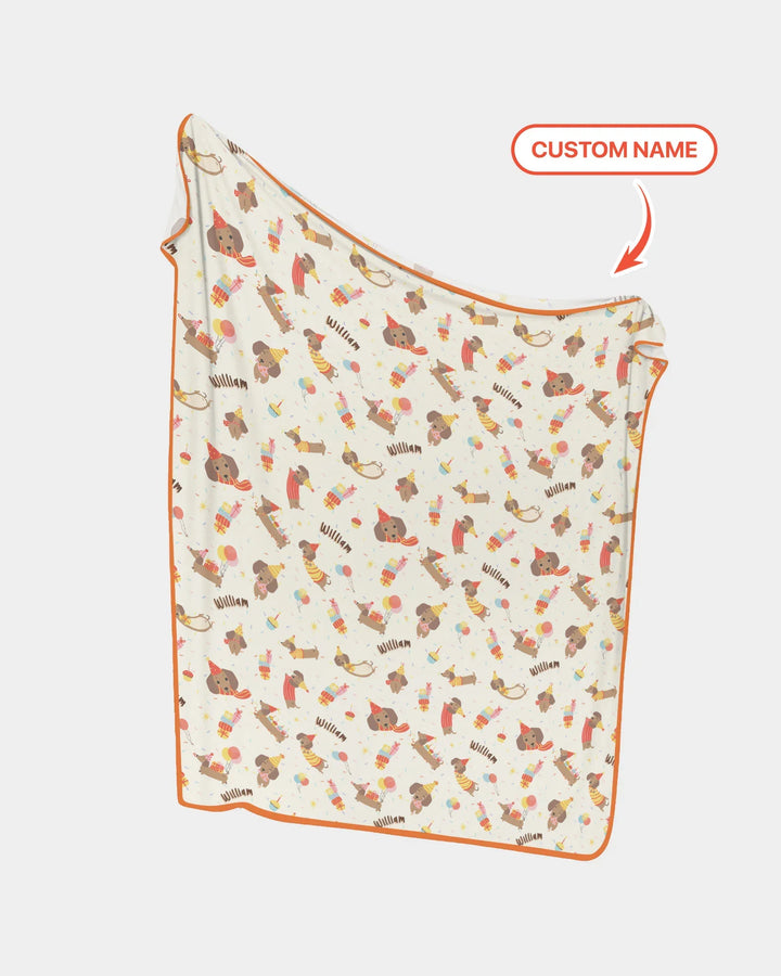 Dachshund Birthday Bamboo Blanket