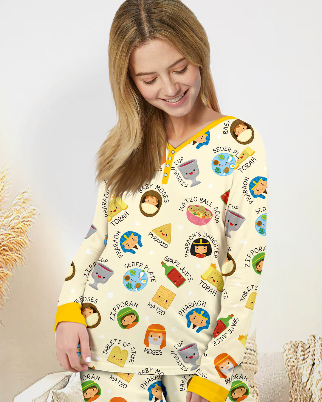 Cute Passover Characters Women Pajama Set